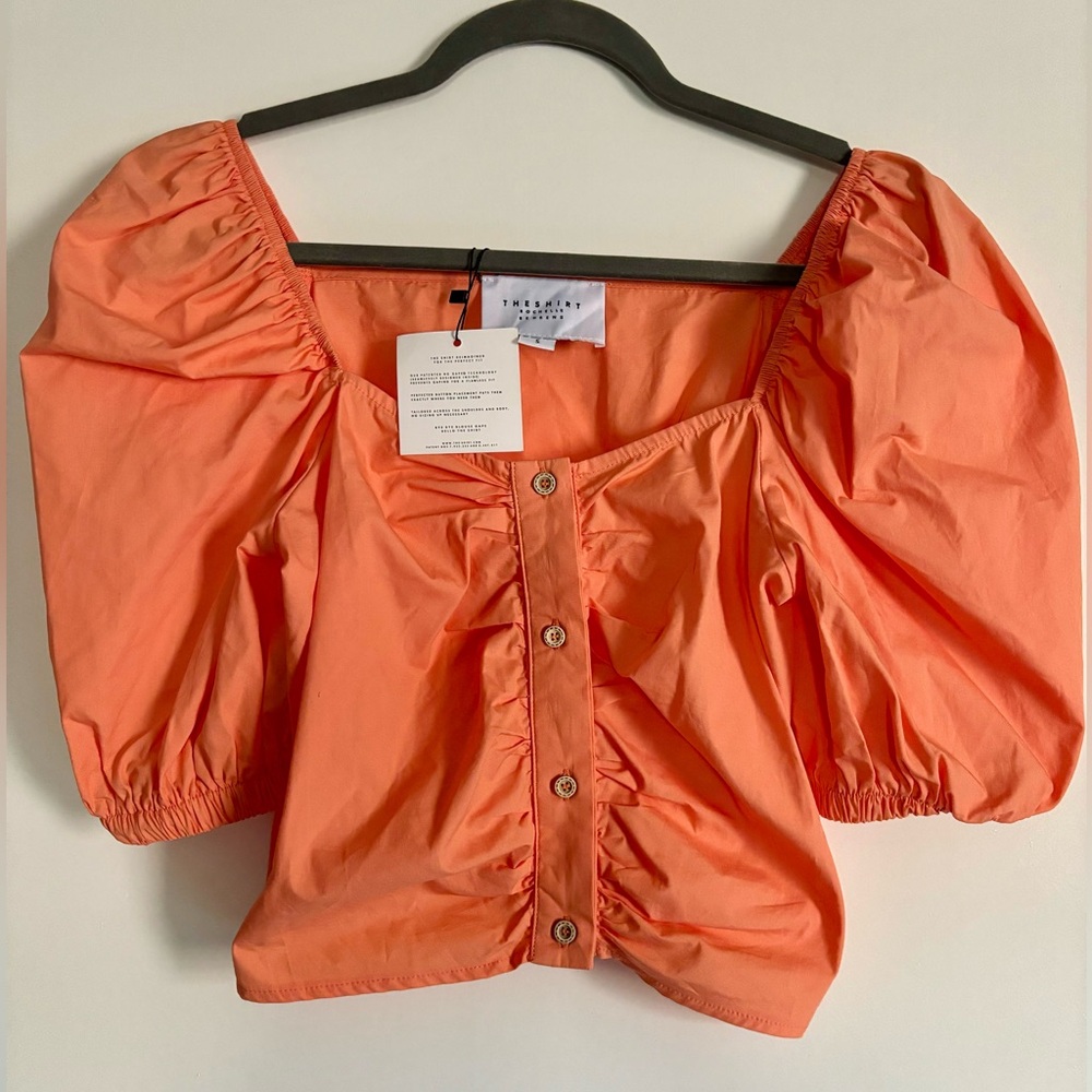 THE SHIRT Rochelle Behrens - The Editor Square Neck Top - Size Small